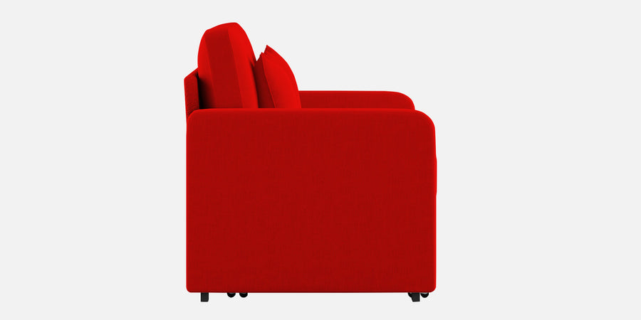 Rocky Fabric 3 Seater Pull Out Sofa Cum Bed In Ruby Red Colour With Storage - Febonic Living