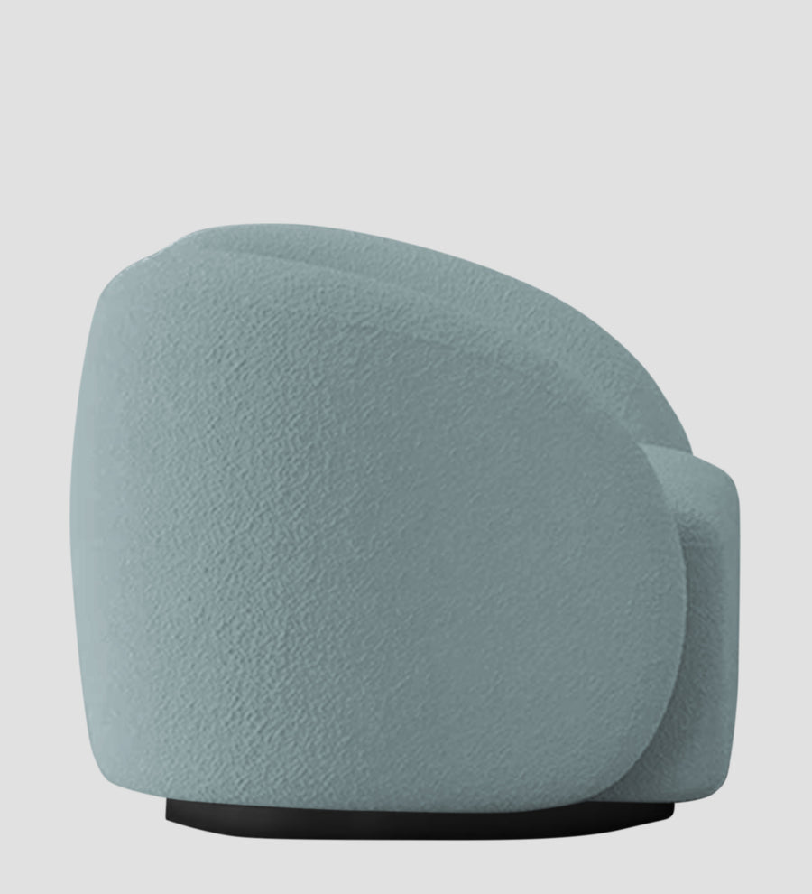 Miles Boucle Fabric Swivel Chair In Stormy Blue Colour - Febonic Living