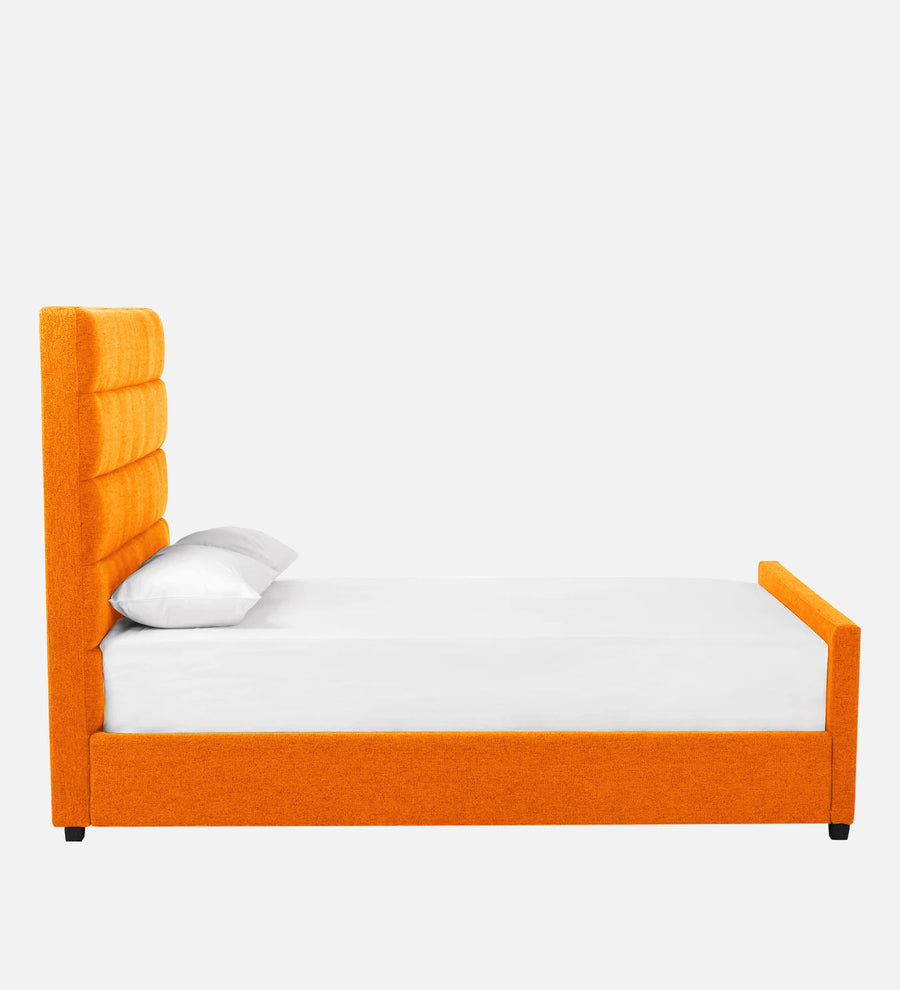 Pollen Fabric Upholstered Queen Size Bed In Vivid Orange Colour - Febonic Living