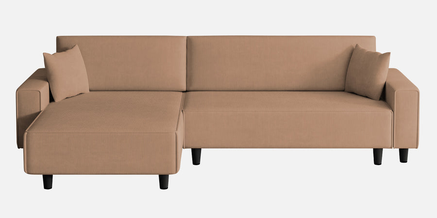 Peach Fabric Rhs 6 Seater Sofa Cum Bed With Storage In Cosmic Beige Colour - Febonic Living