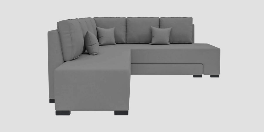 Corby Velvet Rhs 6 Seater Convertible Sofa Cum Bed In Light Grey Colour - Febonic Living