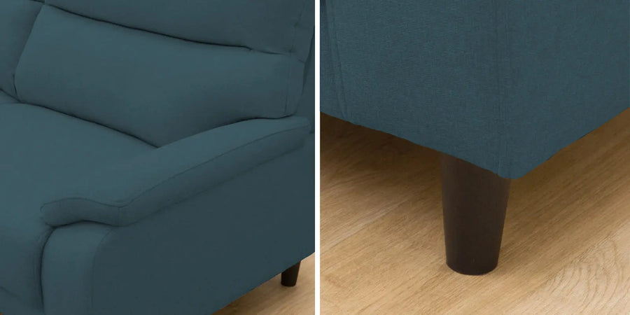 Zibby Fabric 3 Seater Sofa In Sea Blue Colour - Febonic Living