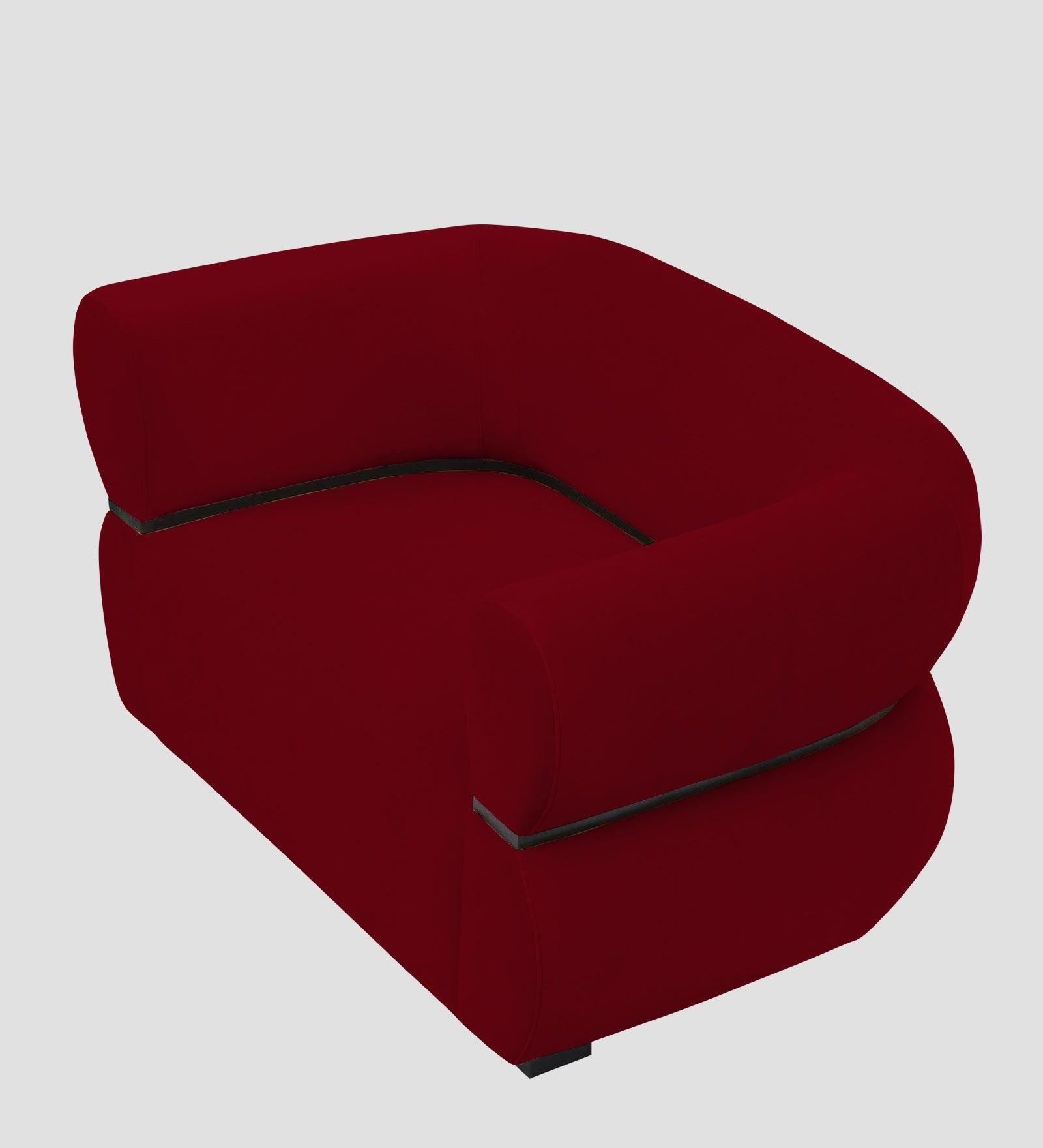 Kula Velvet 1 Seater Sofa In Cherry Red Colour