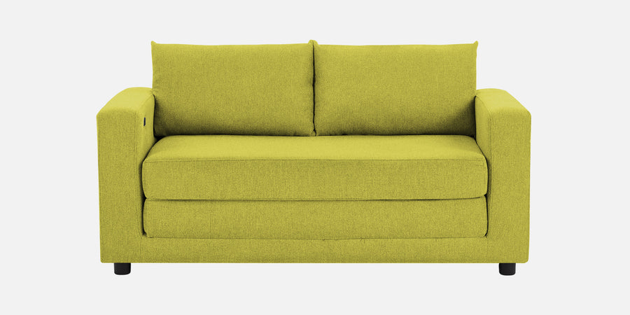 Roman Fabric 3 Seater Foldable Sofa Cum Bed In Parrot Green Colour With Usb Port - Febonic Living