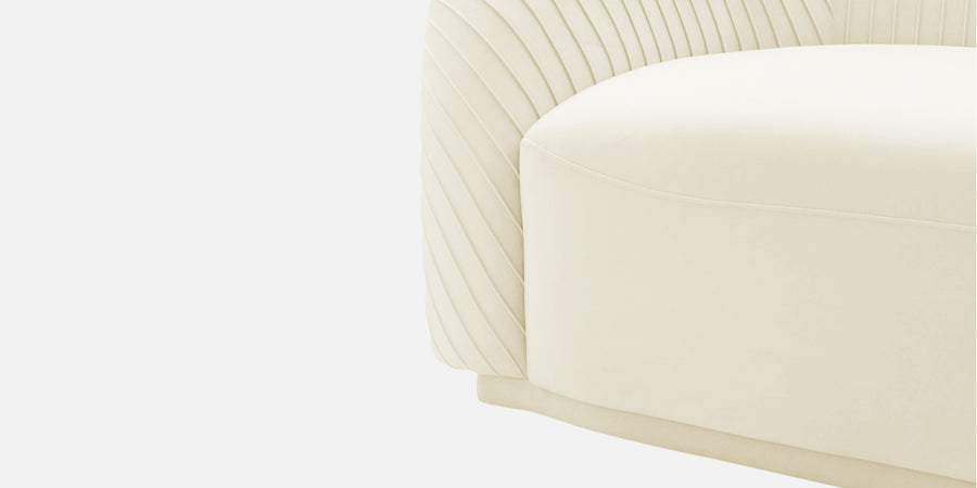 Yara Velvet Fabric 3 Seater Sofa In Warm White Colour - Febonic Living