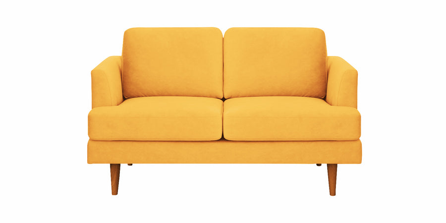 Motra Velvet 2 Seater Sofa In Turmeric Yellow Colour - Febonic Living