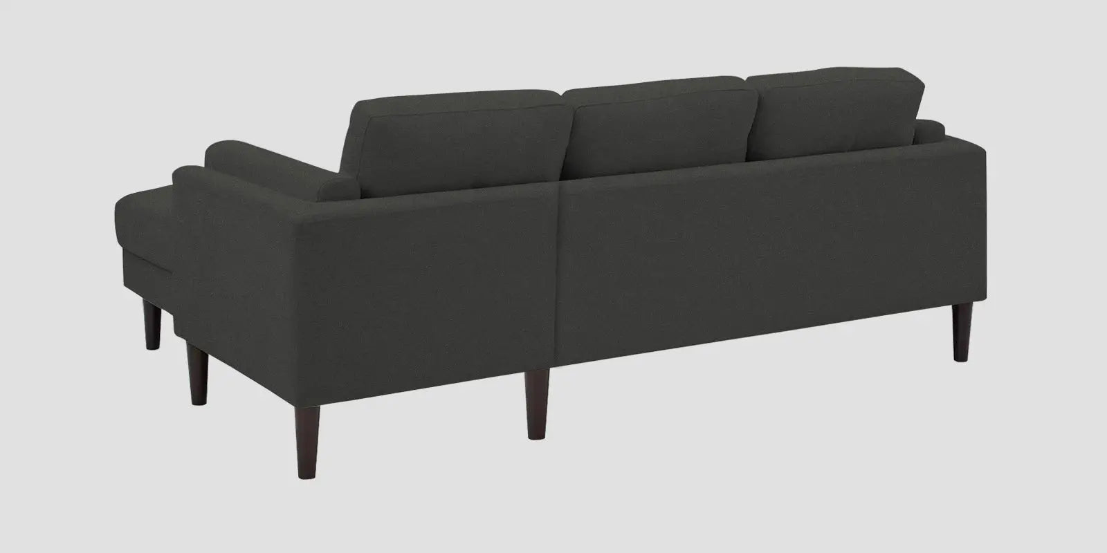 Creata Fabric LHS Sectional Sofa (2+Lounger) In Charcoal Grey Colour Febonic Living