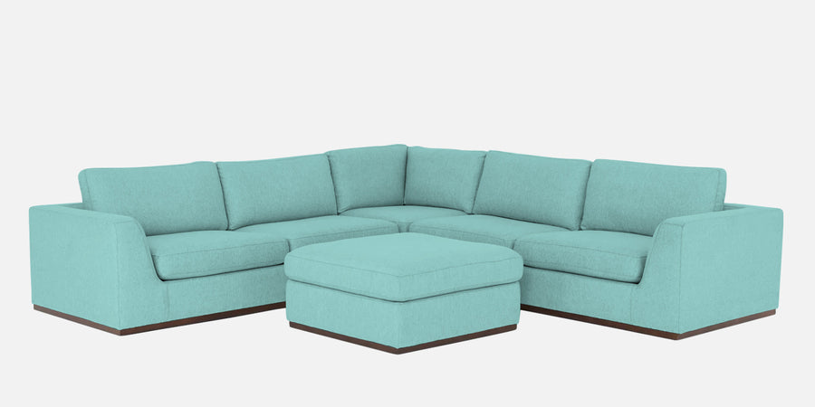Freedom Velvet 6 Seater Lhs Corner Sofa In Barmunda Aqua Colour With Ottoman - Febonic Living