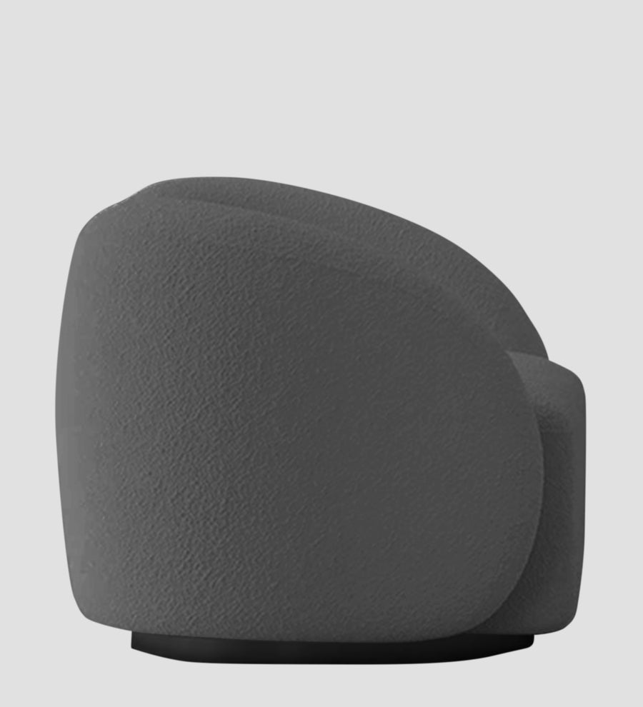 Miles Boucle Fabric Swivel Chair In Lava Grey Colour - Febonic Living