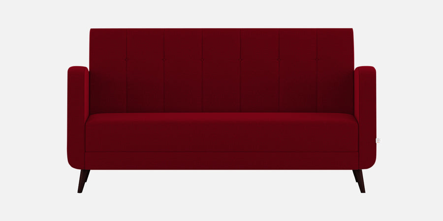 Wiki Velvet 3 Seater Sofa In Cherry Red Colour - Febonic Living
