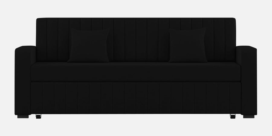 Calra Fabric 3 Seater Pull Out Sofa Cum Bed In Zed Black Colour With Storage - Febonic Living