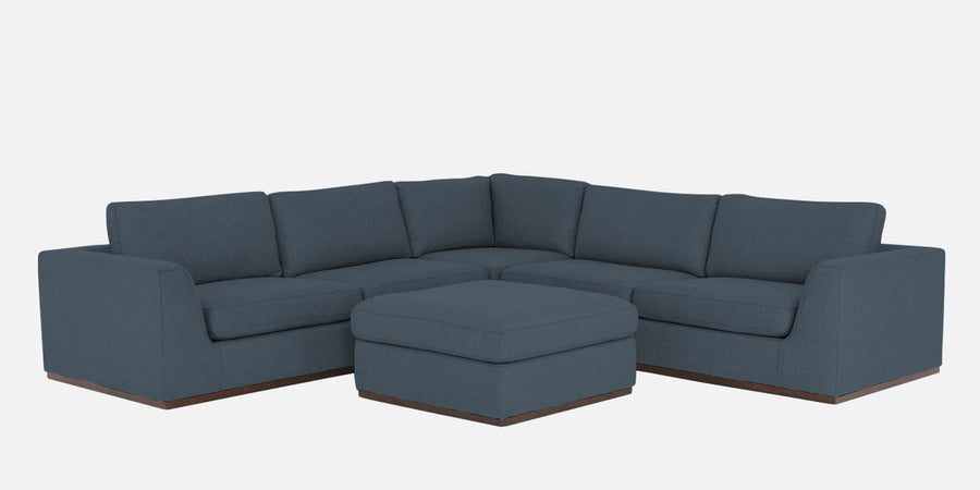 Freedom Velvet 6 Seater Rhs Corner Sofa In Oxford Blue Colour With Ottoman - Febonic Living