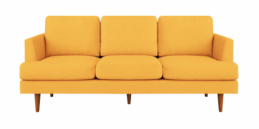 Motra Velvet 3 Seater Sofa In Turmeric Yellow Colour - Febonic Living