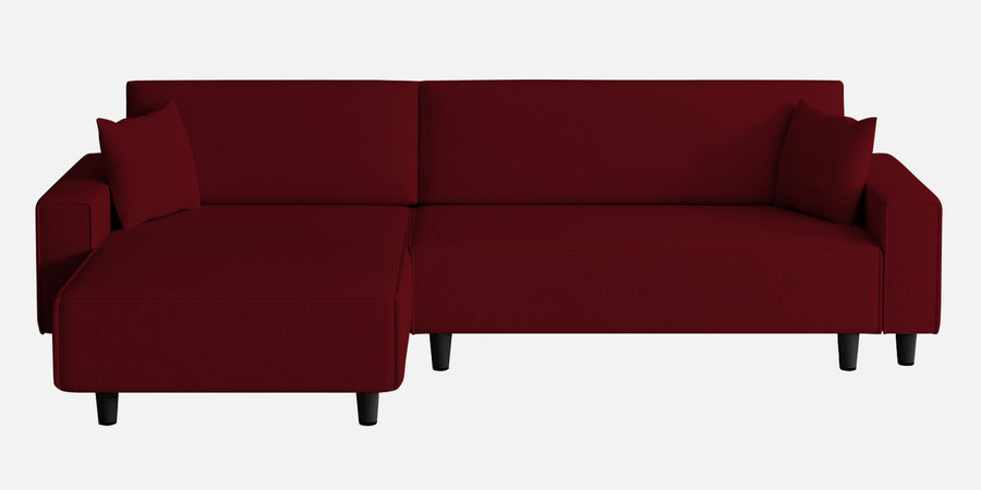 Peach Fabric Rhs 6 Seater Sofa Cum Bed With Storage In Ruby Red Colour - Febonic Living