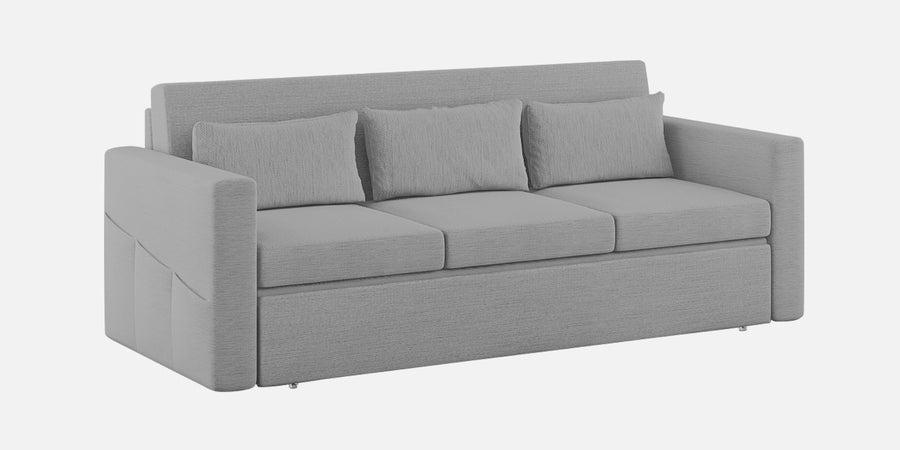 River Fabric 3 Seater Pull Out Sofa Cum Bed In Lit Grey Colour - Febonic Living