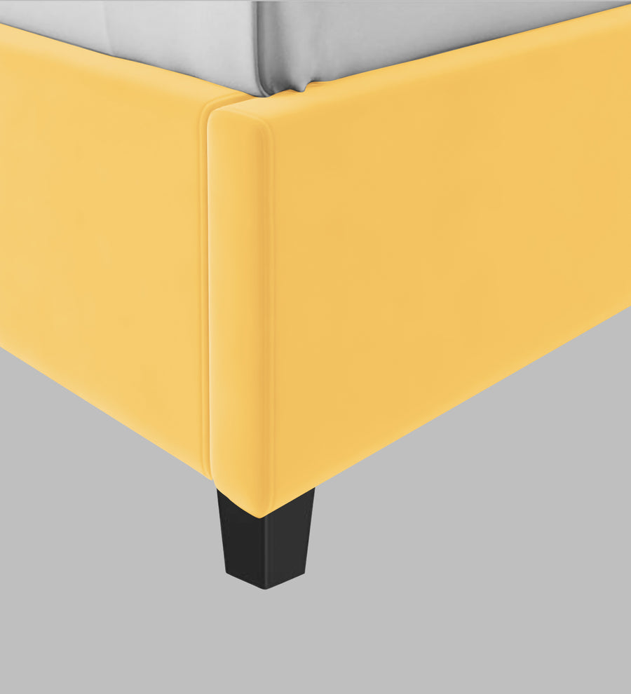 Lara Velvet Upholstered Single Size Bed In Turmeric Yellow Colour - Febonic Living