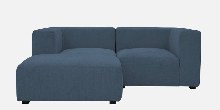 Dora Velvet Rhs Sectional Sofa 2 Ottoman Lounger In Oxford Blue Colour - Febonic Living