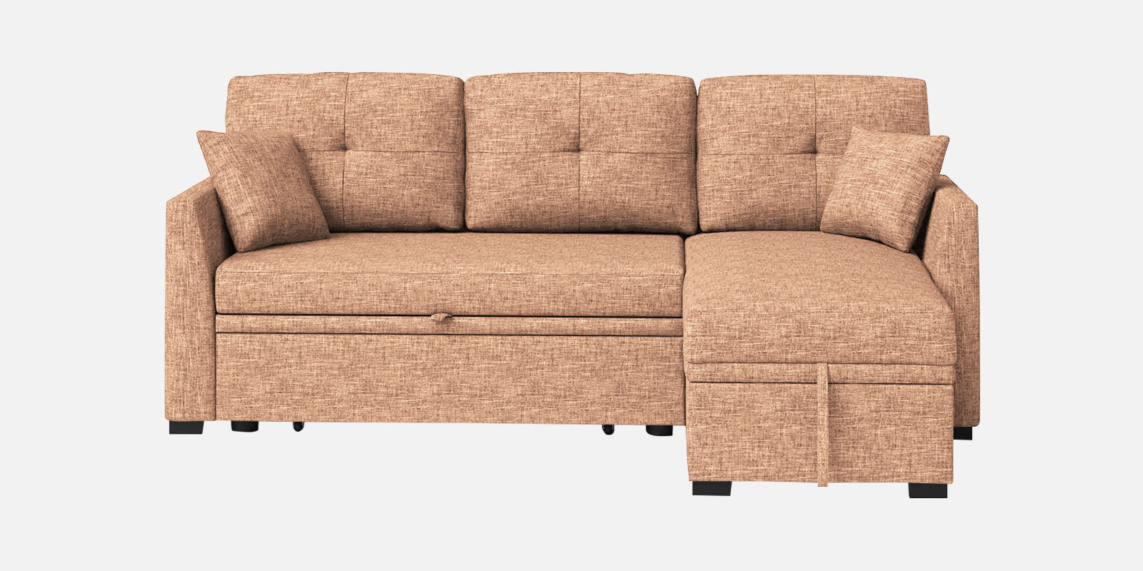 Jody Fabric 3 Seater Pull Out Sofa Cum Bed In Cosmic Beige Colour