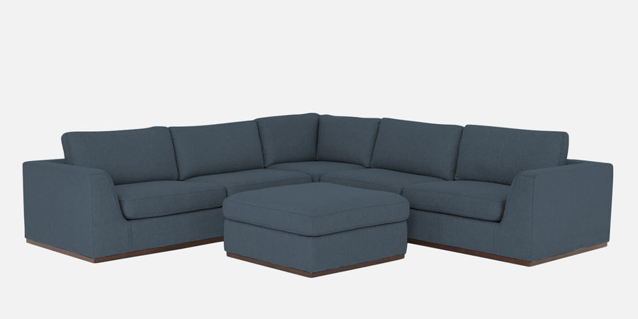 Freedom Velvet 6 Seater Lhs Corner Sofa In Oxford Blue Colour With Ottoman - Febonic Living