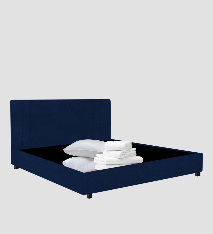 Asyra Velvet Upholstered King Size Bed In Imperial Blue Colour With Box Storage - Febonic Living