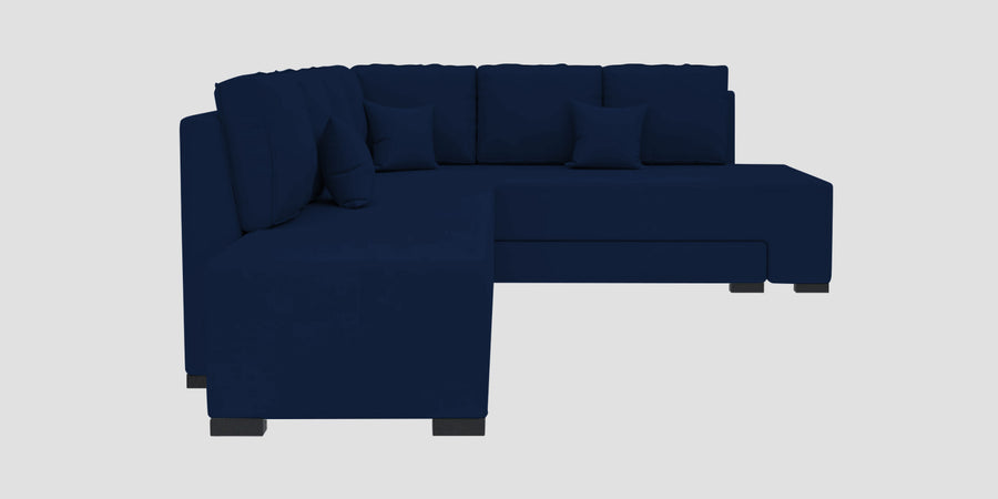 Corby Velvet Rhs 6 Seater Convertible Sofa Cum Bed In Imperial Blue Colour - Febonic Living