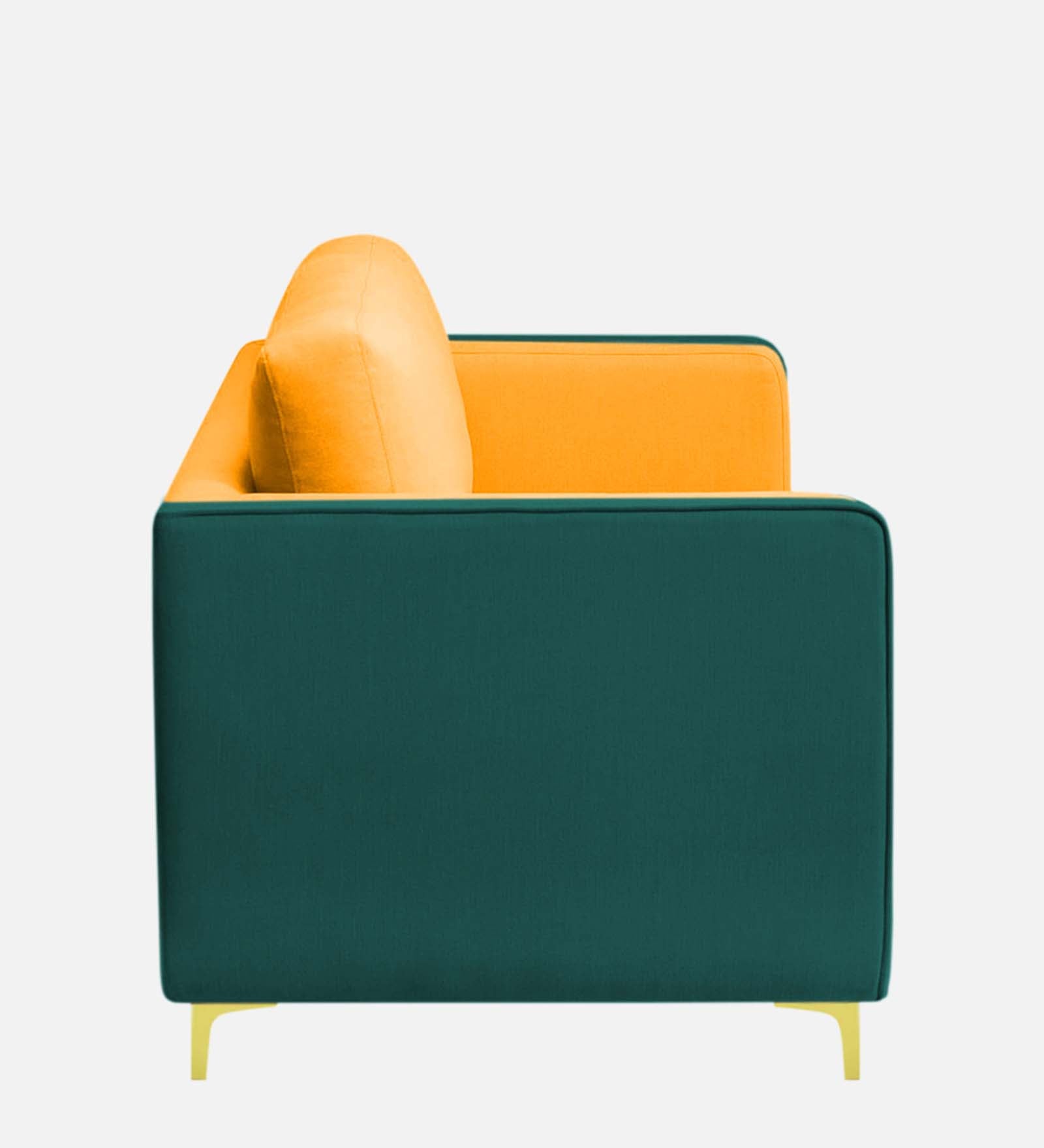 Visky Velvet 1 Seater Sofa in Saffron Yellow-Amazon Green Colour