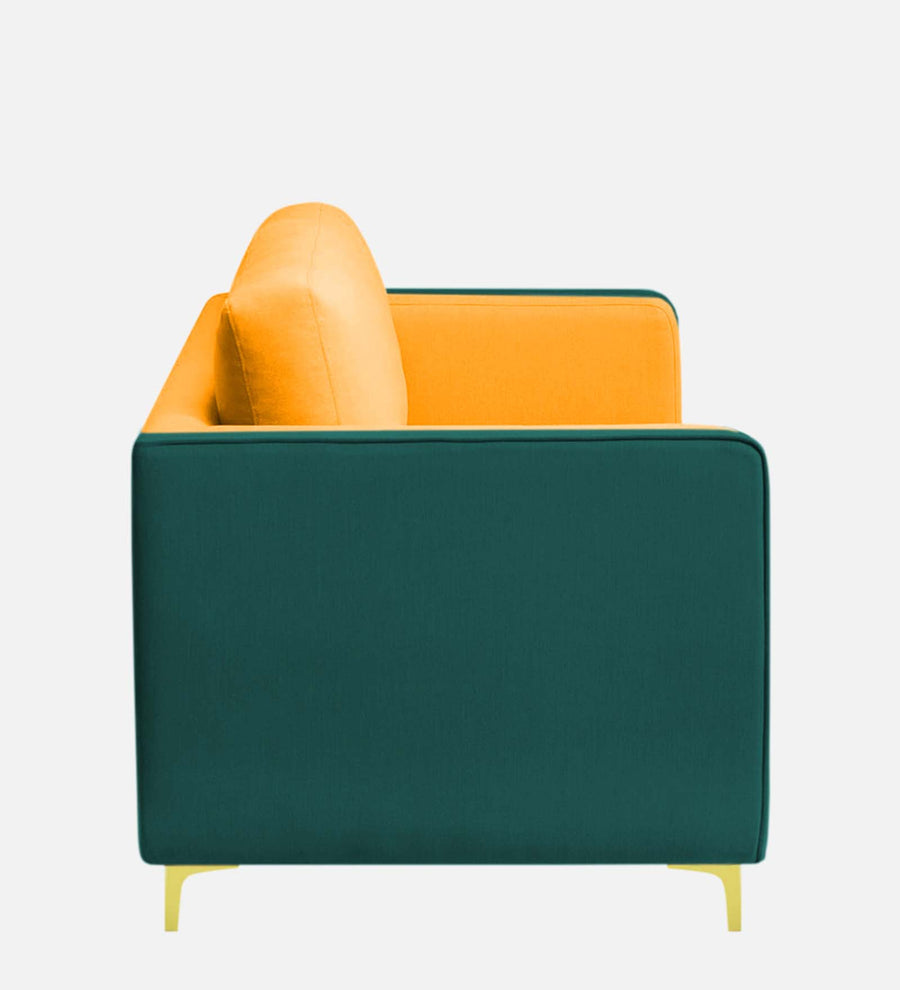 Visky Velvet 1 Seater Sofa In Saffron Yellow And Amazon Green Colour - Febonic Living