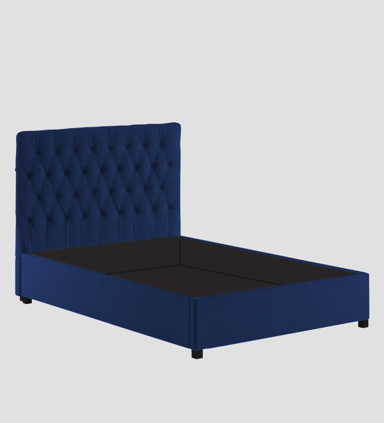 Isko Fabric King Size Bed In Royal Blue Colour With Storage Box - Febonic Living