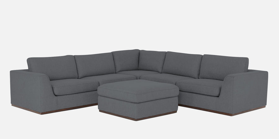 Freedom Velvet 6 Seater Lhs Corner Sofa In Pubble Grey Colour With Ottoman - Febonic Living