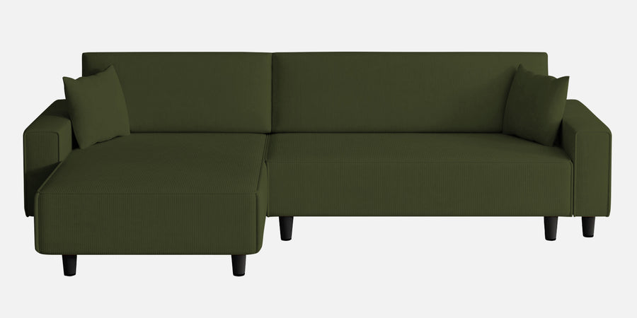 Peach Fabric Rhs 6 Seater Sofa Cum Bed With Storage In Olive Green Colour - Febonic Living