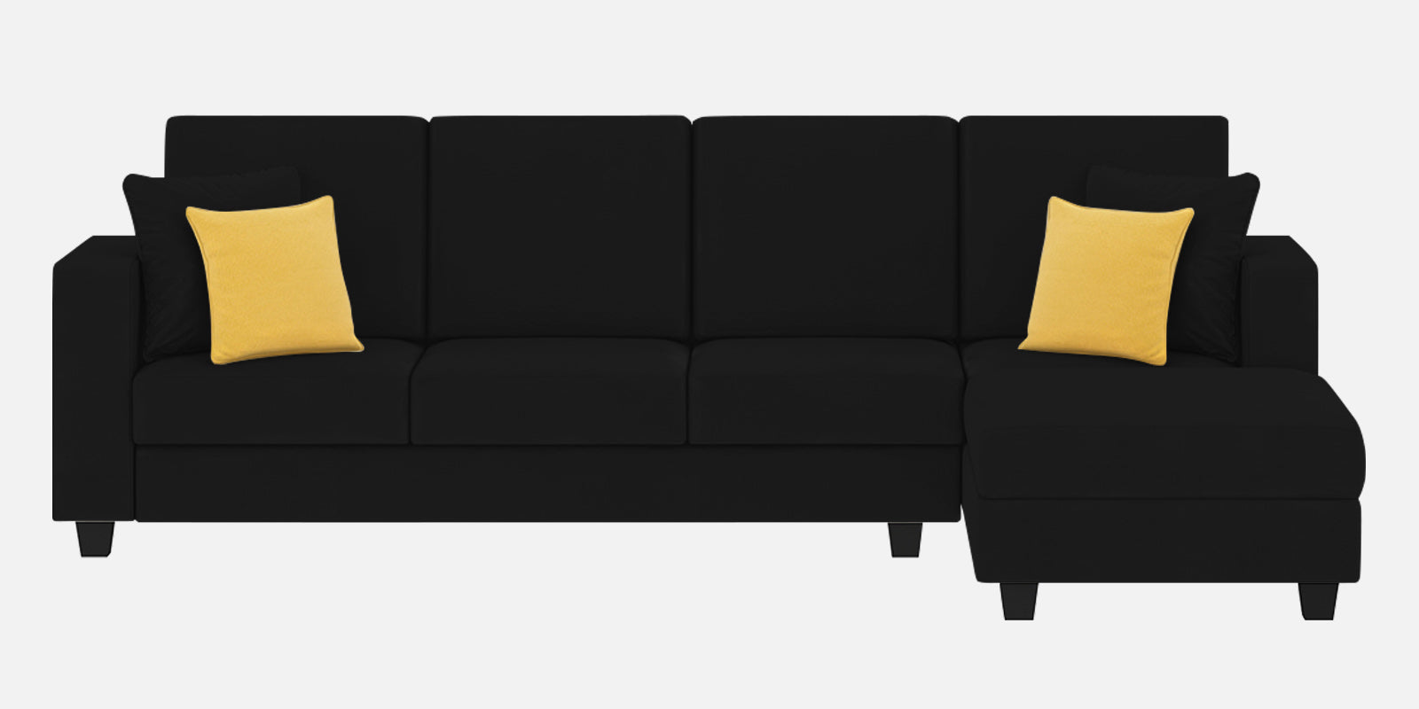 Nabi Fabric LHS Sectional Sofa (3 + Lounger) In Zed Black Colour