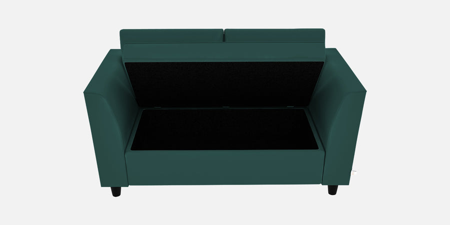 Bristo Velvet 2 Seater Sofa In Pine Green Colour With Storage - Febonic Living