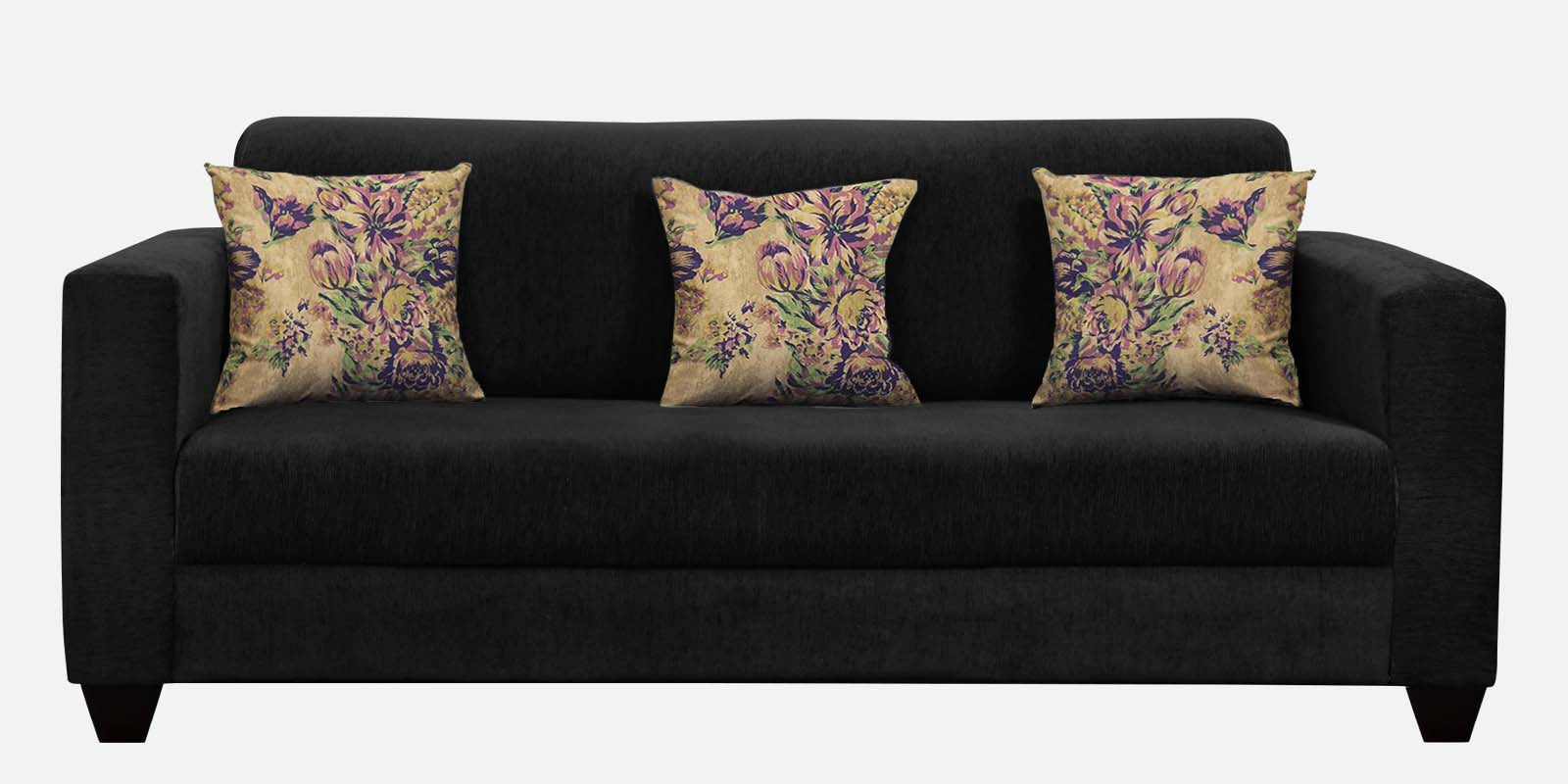 Lipu Fabric 3 Seater Sofa in Zed Black Colour