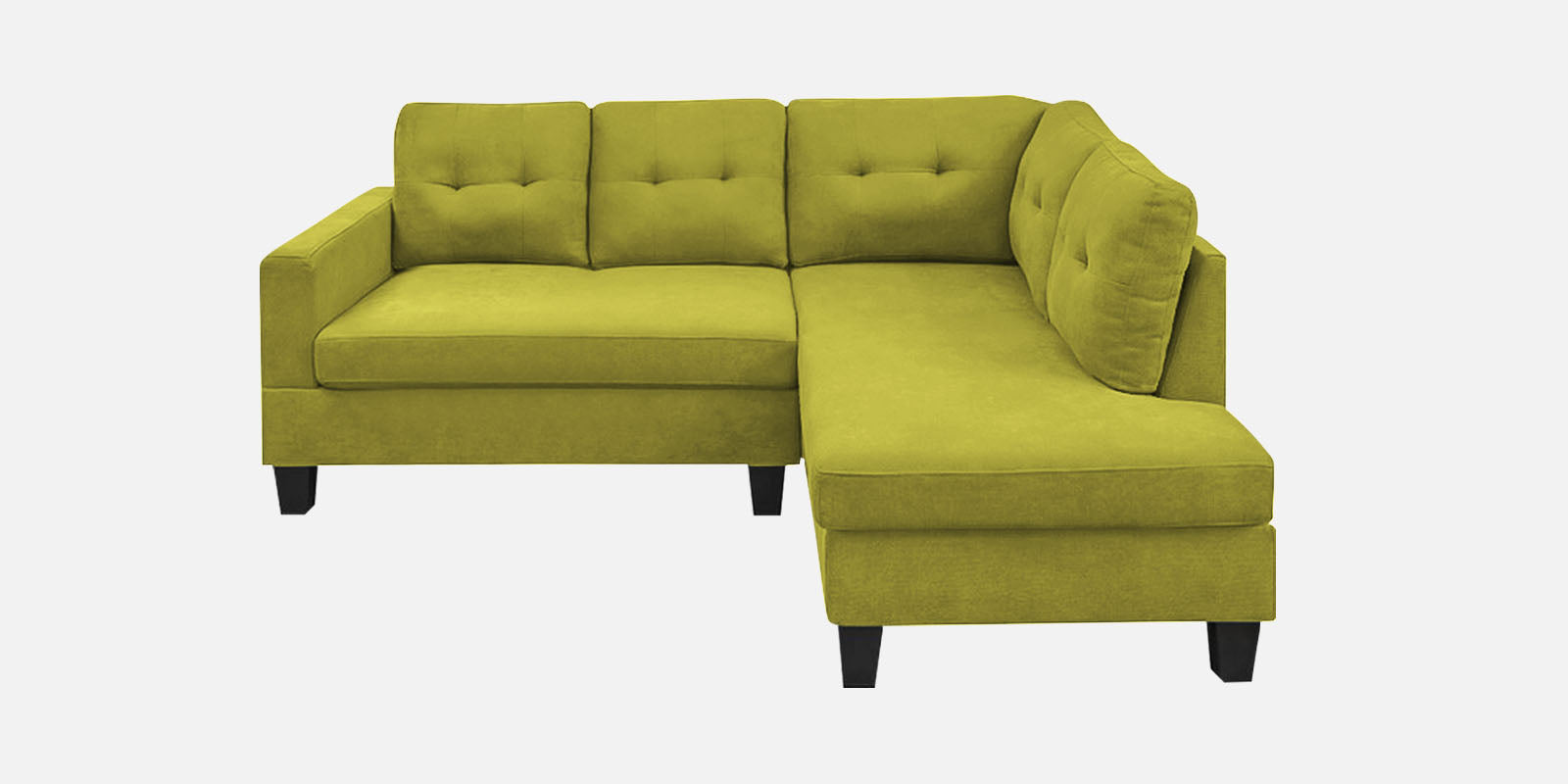 Thomas Fabric LHS Sectional Sofa (2+Lounger) in Parrot Green Colour