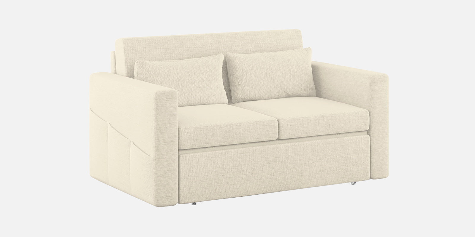 River Fabric 2 Seater Pull Out Sofa Cum Bed In ivory cream Colour