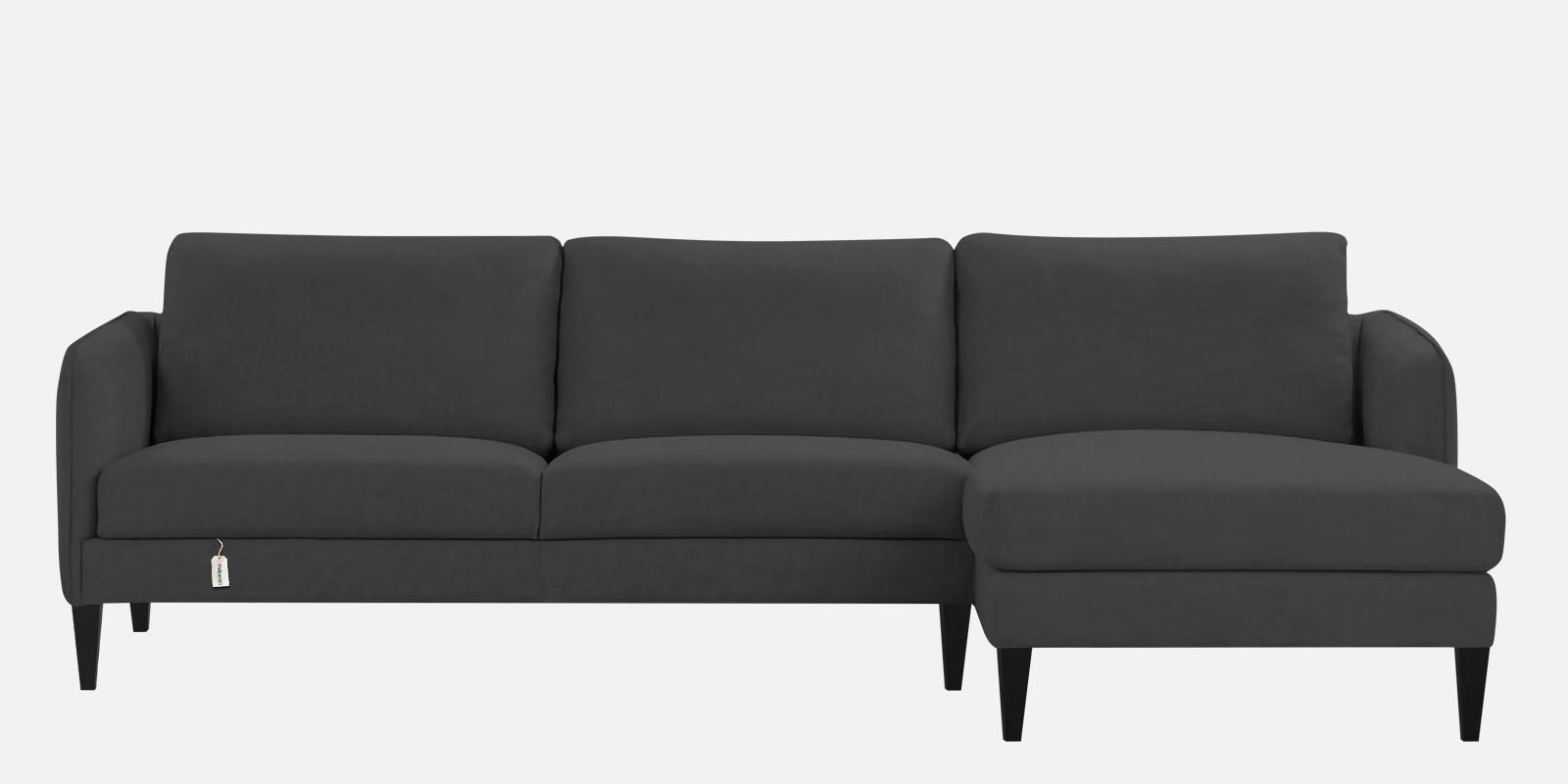 Piku Fabric LHS Sectional Sofa (3+Lounger) in Charcoal Grey Colour