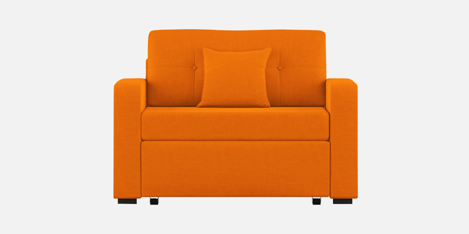 Rocky Fabric 2 Seater Pull Out Sofa Cum Bed In Vivid Orange Colour With Storage