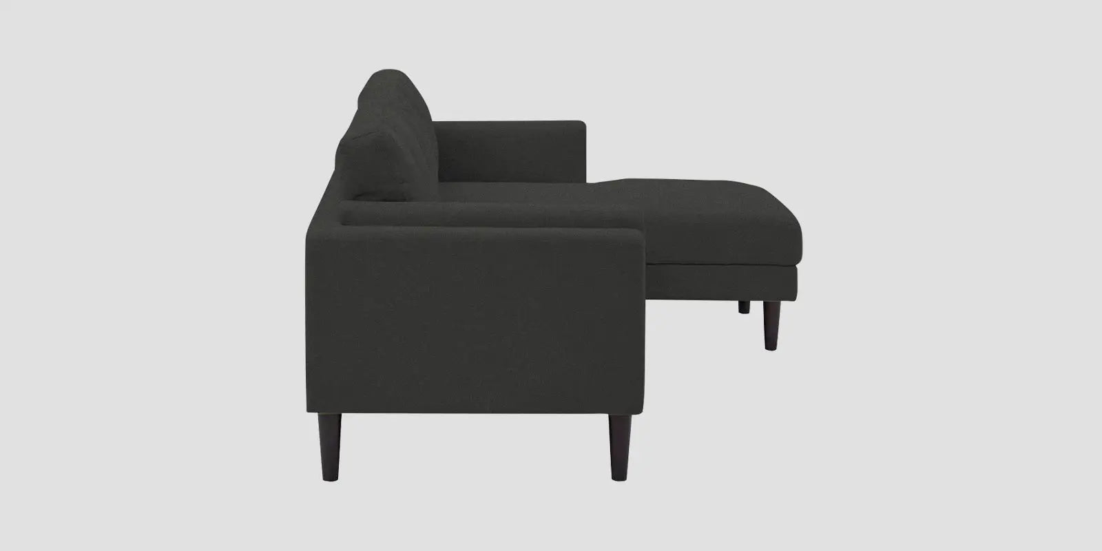 Creata Fabric LHS Sectional Sofa (3+Lounger) In Charcoal Grey Colour Febonic Living