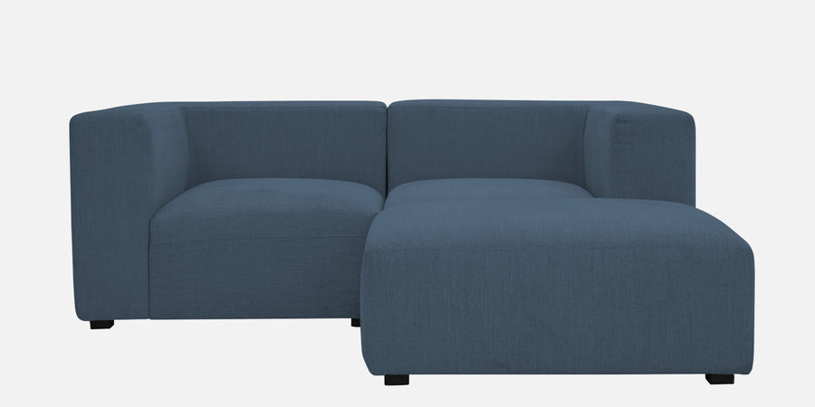 Dora Velvet Lhs Sectional Sofa 2 Ottoman Lounger In Oxford Blue Colour - Febonic Living