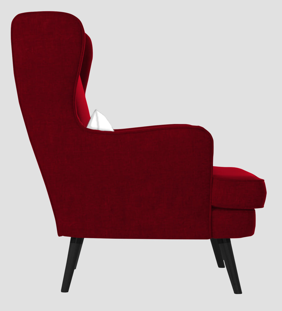Niya Velvet Wing Chair In Cherry Red Colour - Febonic Living