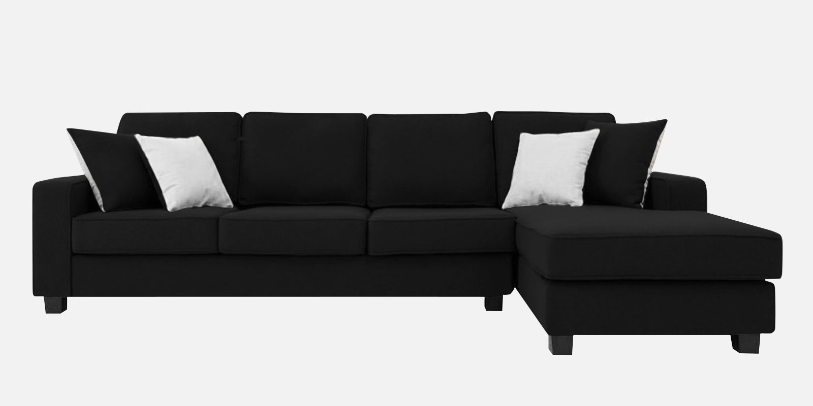 Ladybug Fabric LHS Sectional Sofa (3+Lounger) In Zed Black Colour