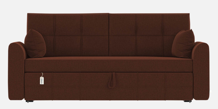Ines Velvet 3 Seater Pull Out Sofa Cum Bed In Coffee Brown Colour With Storage - Febonic Living