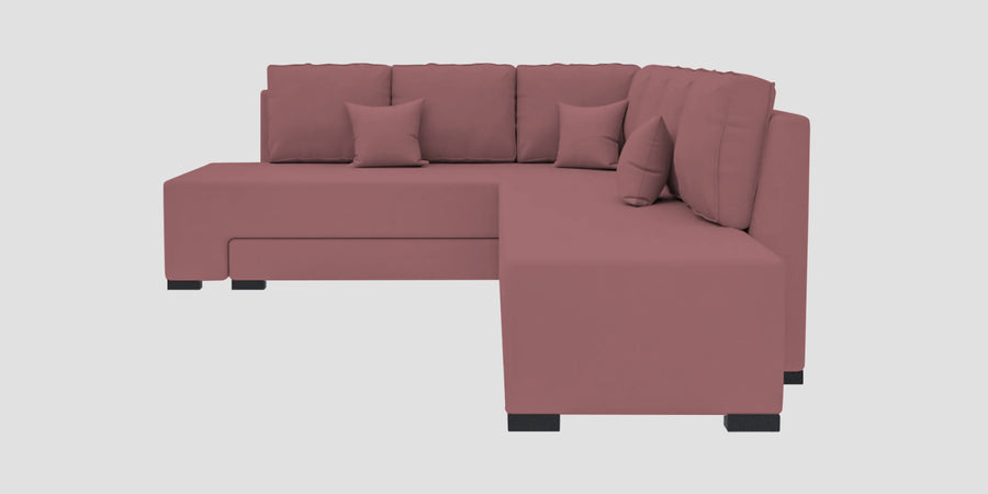 Corby Velvet Lhs 6 Seater Convertible Sofa Cum Bed In Rose Pink Colour - Febonic Living