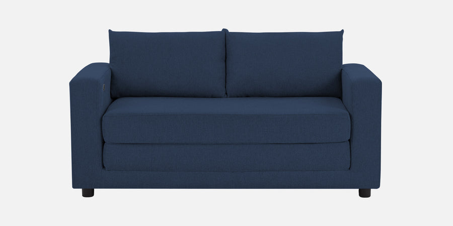Roman Fabric 3 Seater Foldable Sofa Cum Bed In Denim Blue Colour With Usb Port - Febonic Living