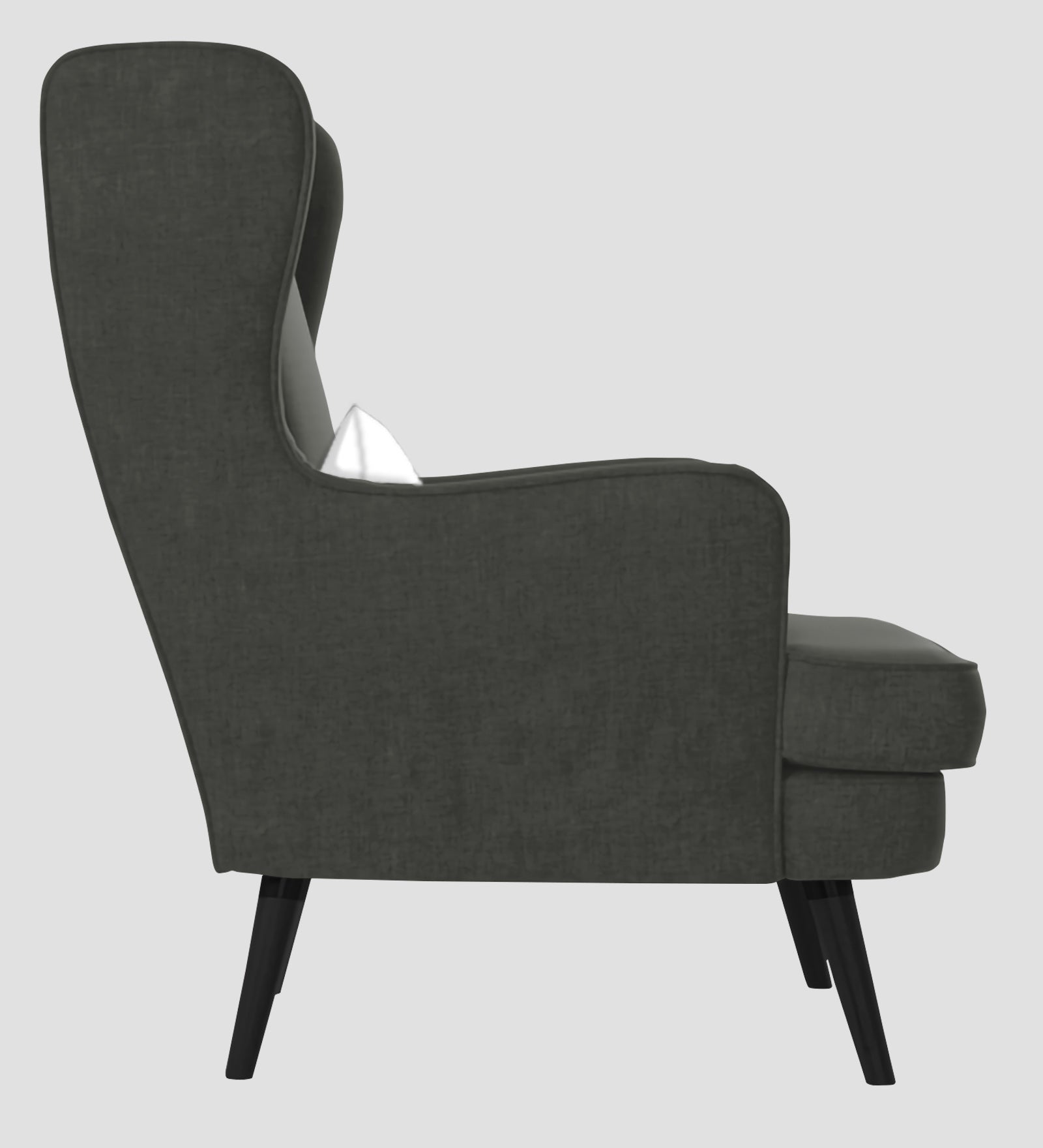 Niya Velvet 1 Seater Wing Chair in Hory Grey Colour