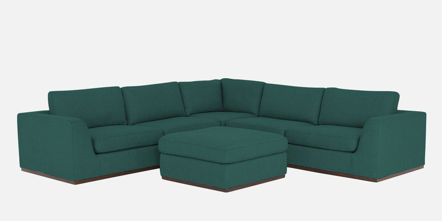 Freedom Velvet 6 Seater Rhs Corner Sofa In Pine Green Colour With Ottoman - Febonic Living