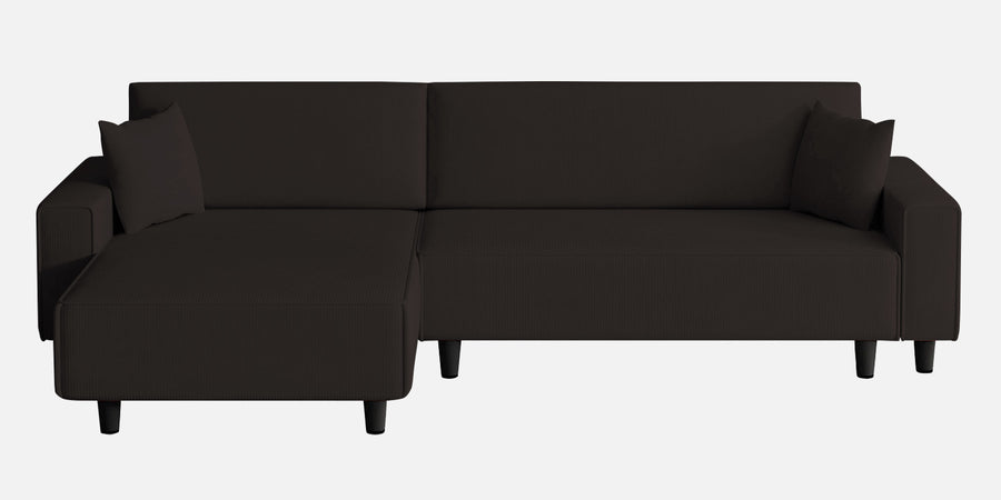 Peach Fabric Rhs 6 Seater Sofa Cum Bed With Storage In Cara Brown Colour - Febonic Living