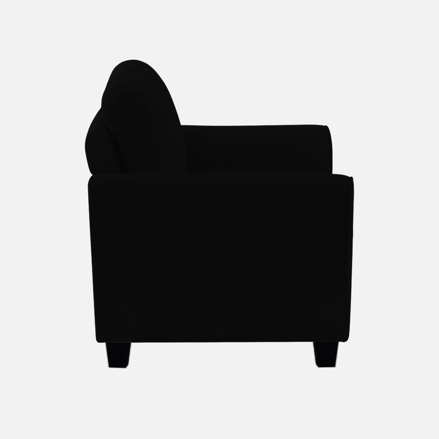 Daroo Velvet 1 Seater Sofa In Adam Black Colour