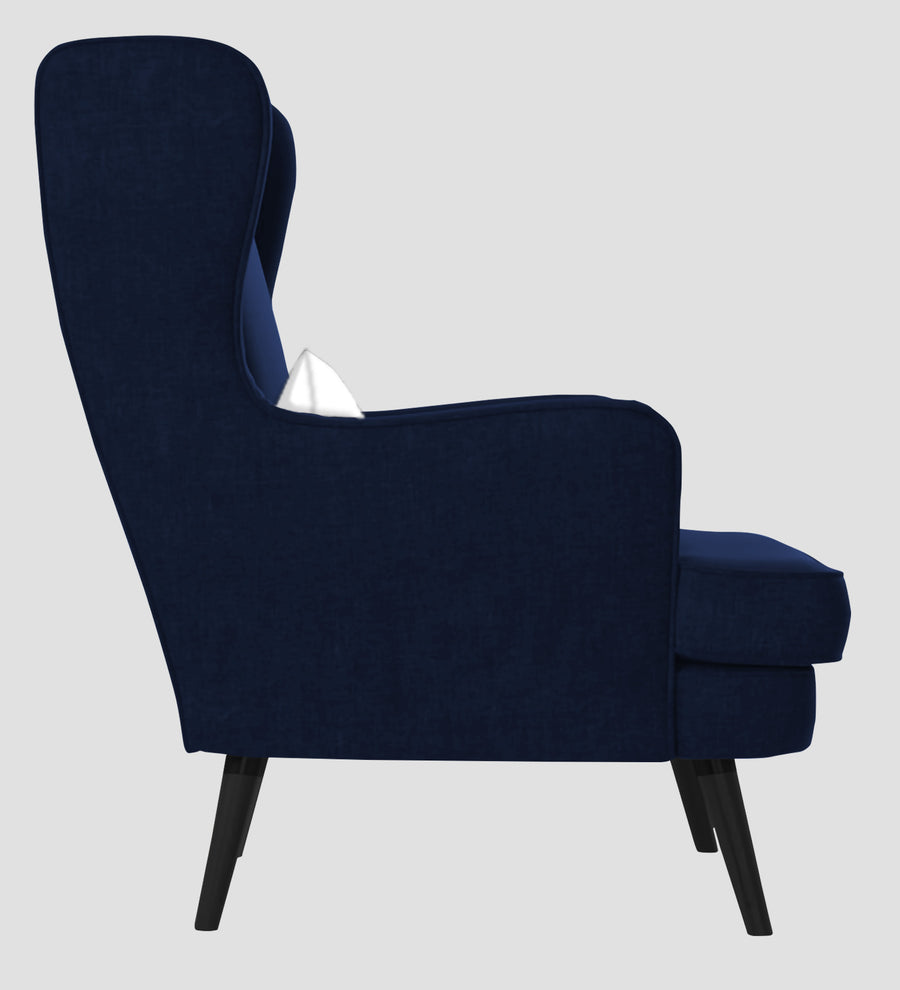 Niya Velvet Wing Chair In Dark Blue Colour - Febonic Living