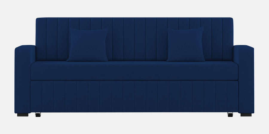 Calra Fabric 3 Seater Pull Out Sofa Cum Bed In Royal Blue Colour With Storage - Febonic Living